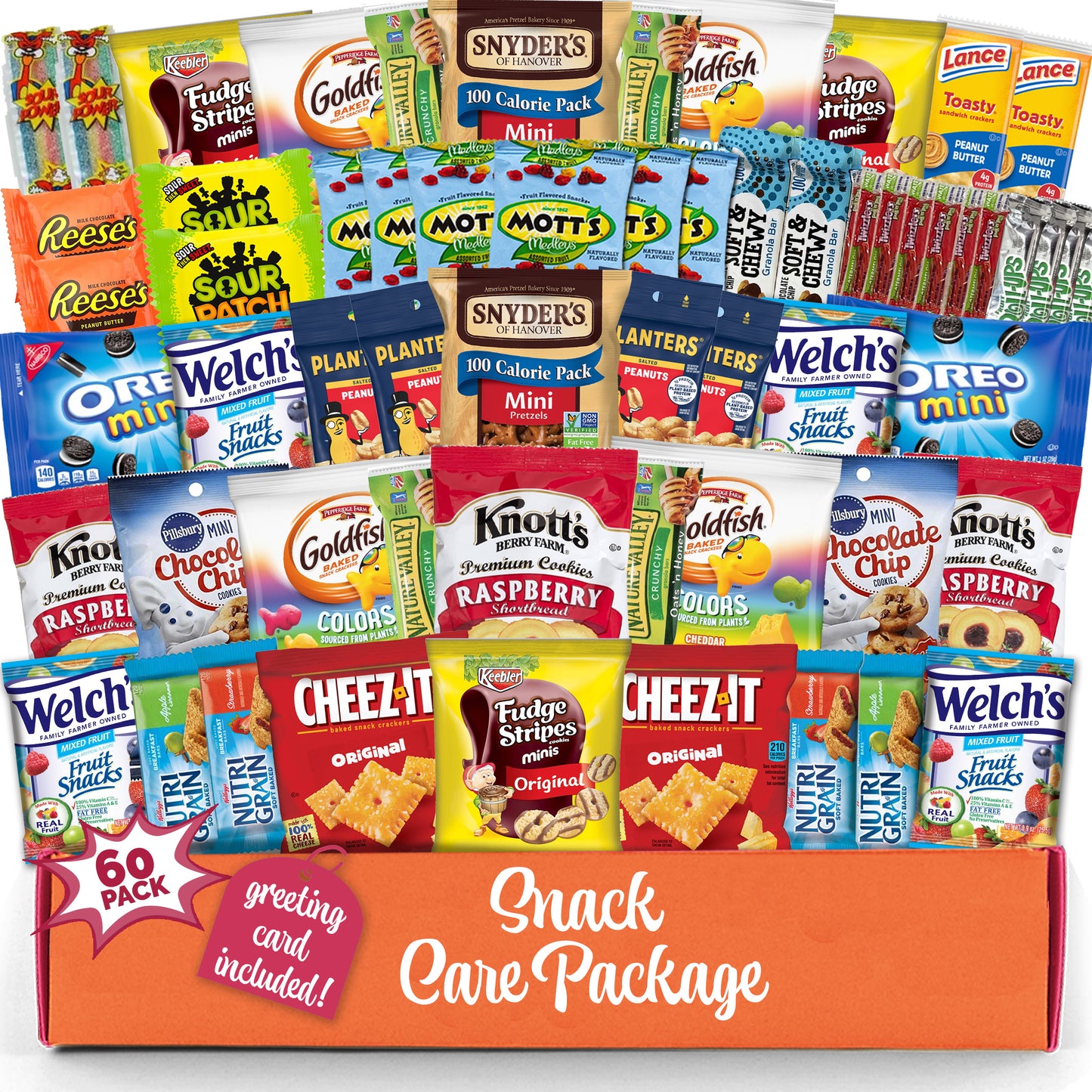 Snack box care package Variety Pack snack pack(60 Count)candy Gift Basket for Kids Adults Teens Family