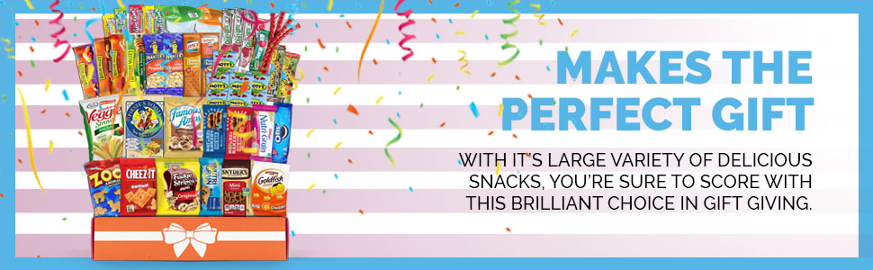 Snack box variety pack (45 Count) Gift Box for Teens - Gift Basket Food Arrangement for Dad - Birthday Candy Basket for Men, Women, Boys, Girls, Kid, Adult, College Student